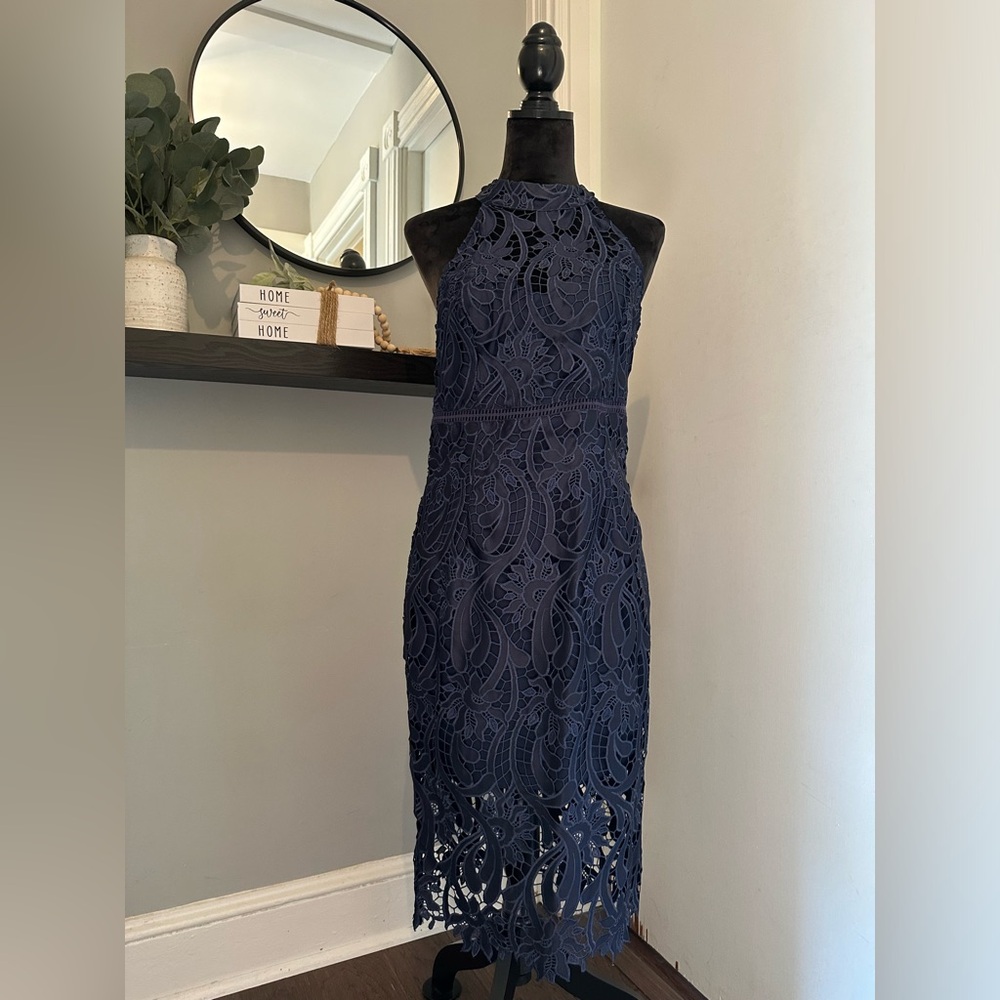 Bardot navy blue lace cocktail dress